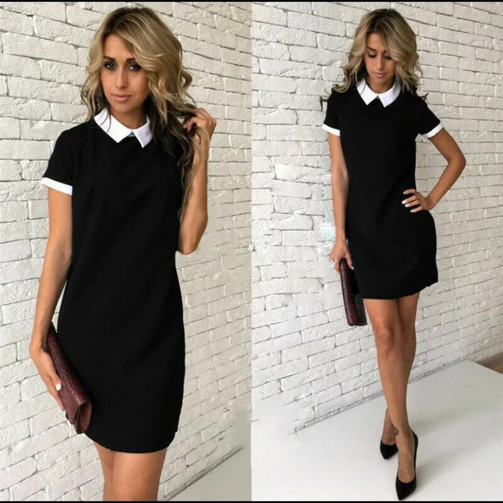 Black dress with white collar